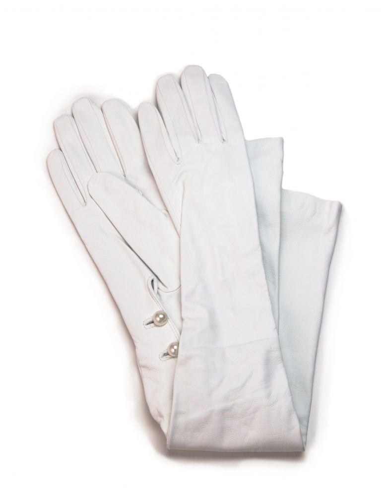 Hilts Willard Long White Formal Gloves, Mens White Kid Leather Gloves