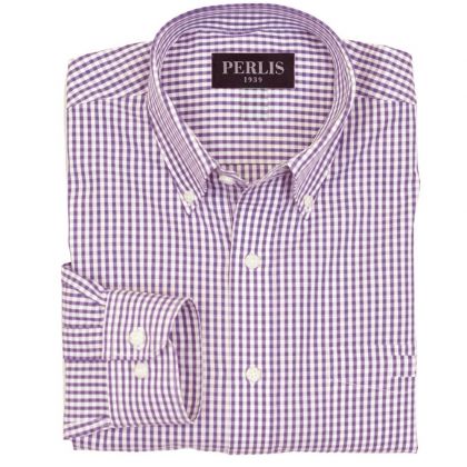 Perlis 1939 Purple Gingham Classic Fit Sport Shirt