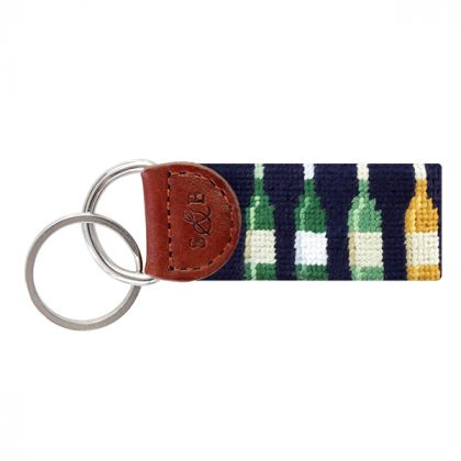 Wine Bottles Needle-point Key Fob by Smathers & Branson