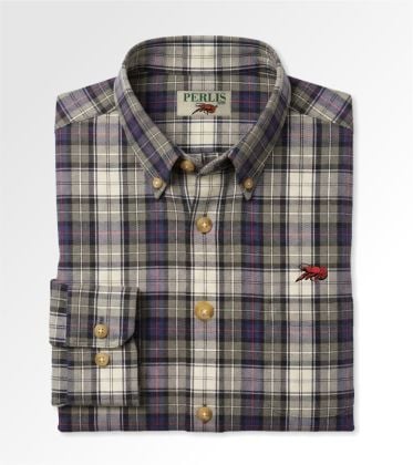 Crawfish Taupe Tartan Wrinkle Free Standard Fit Sport Shirt