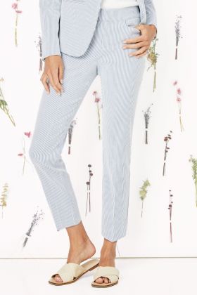 Ladies Crop Seersucker Stripe Pant by Ecru