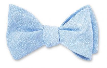 Boys Pre-Tied Blue Linen Bow Tie by Hanauer