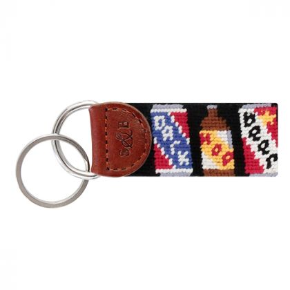 Beer Cans Needle-point Key Fob by Smathers and Branson