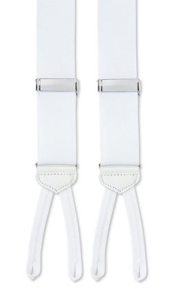 Solid White Formal Brace Suspenders by Hanauer