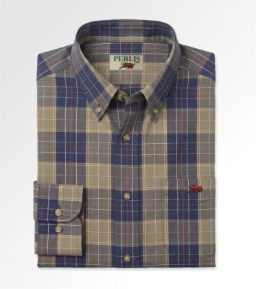 Crawfish Khaki Tartan Wrinkle Free Standard Fit Sport Shirt