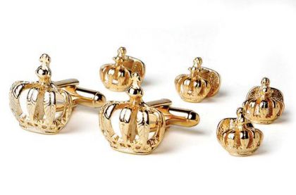 Gold Crown Cufflinks and Studs Set