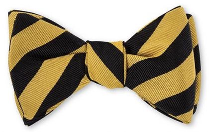 Black & Gold Bar Stripe Bow Tie