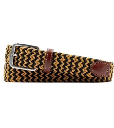 Black & Gold Italian Elastic Woven Belt by Martin Dingman