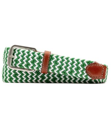 Green & White Italian Elastic Woven Belt by Martin Dingman