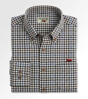 Crawfish Brown Gingham Wrinkle Free Classic Fit Sport Shirt