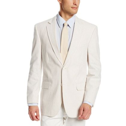Tan Seersucker Suit by Perlis