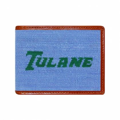 Tulane Text Needlepoint Bi Fold Leather Wallet by Smathers