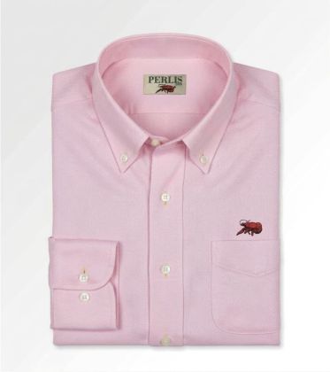 This Crawfish Oxford Wrinkle Free, Classic Fit, Button Down Sport Shirt or Dress Shirt features a red crawfish embroidery above the left pocket. It is long sleeve and 100% American cotton and features colors perfect for a suit, sport coat, or for the offi