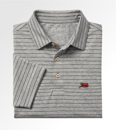 Crawfish Spaced Heather Micro Stripe Performance Polo