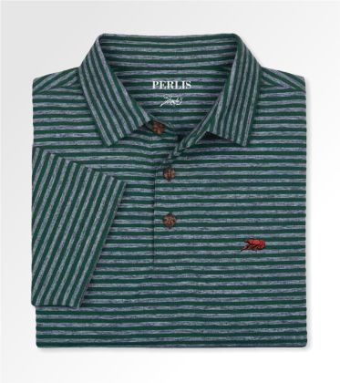 Crawfish Heather Stripe Performance Polo