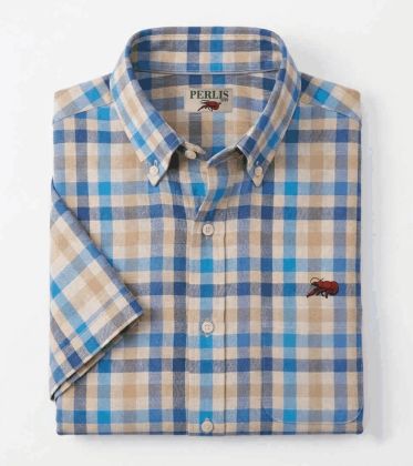 Crawfish 100% Linen Gingham Standard Fit Sport Shirt
