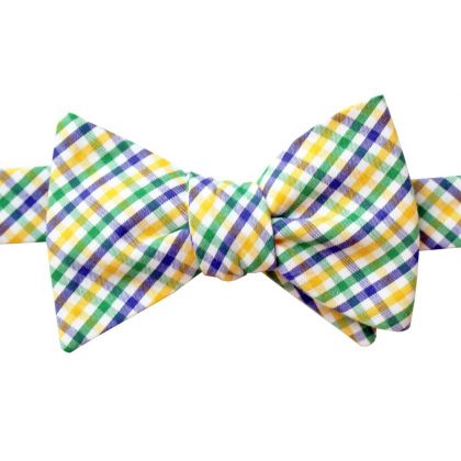Boys Self Tie Mardi Gras Gingham Bow Tie by Nola Couture