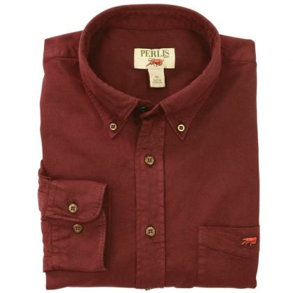 This Crawfish Winter Twill Standard Fit Button Down Sport Shirt, has a button-down collar and small red crawfish embroidery on the hem of the pocket. It has Perlis engraved buttons. Our standard fit shirts are true to size. 