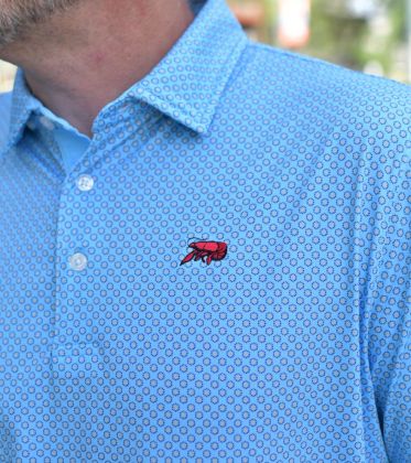 Crawfish Geo Floral Print Performance Polo