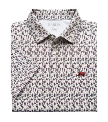 Crawfish Cocktail Print Performance Polo