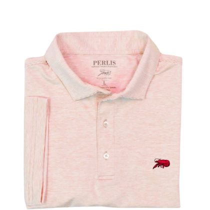 Crawfish Heather Micro Stripe Performance Polo