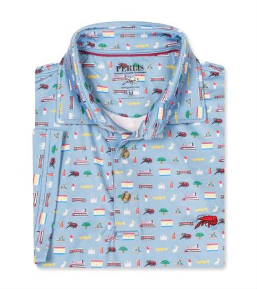 Crawfish Nola Life Print Performance Polo
