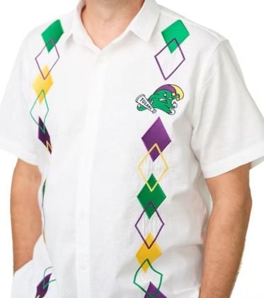 Mardi Gras Angry Wave Cotton/Linen Camp Shirt