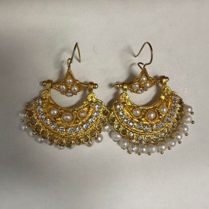 Gold Plated Snow Dance Pearl Earrings by Gypsy