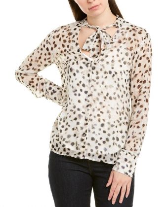 100% Silk Ladies Weaver Cheetah Print Blouse by Ecru (FINAL SALE)