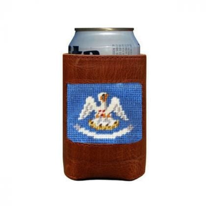 Louisiana State Flag Leather Coozie