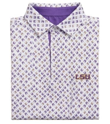 LSU Old Fashioned Print Performance Polo