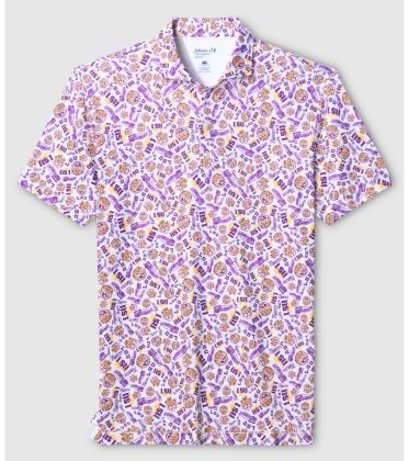 LSU Galvin Print Performance Jersey by Johnnie-O
