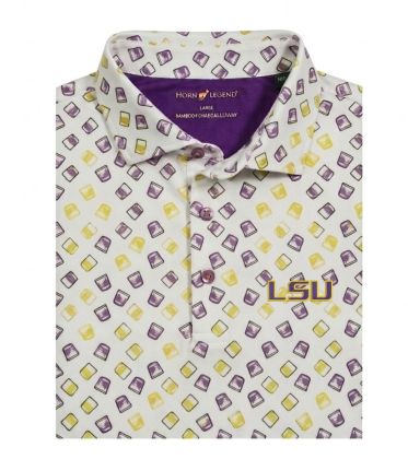 LSU Old Fashioned Print Performance Polo