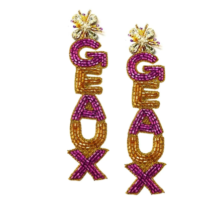 Geaux Purple & Gold Sequin Earrings by Golden Lily