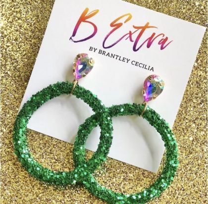 St Patty's Day Hoop Glitter Earrings by Brantley Cecilia