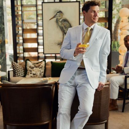 Classic Fit Seersucker Suit by Haspel
