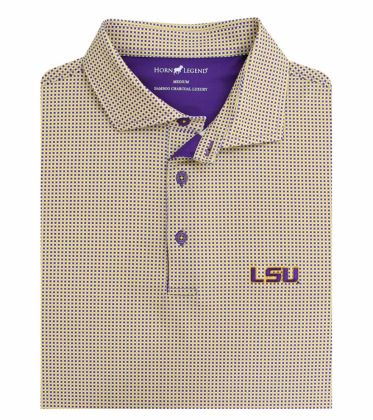 LSU Patricolored Gingham Performance Polo