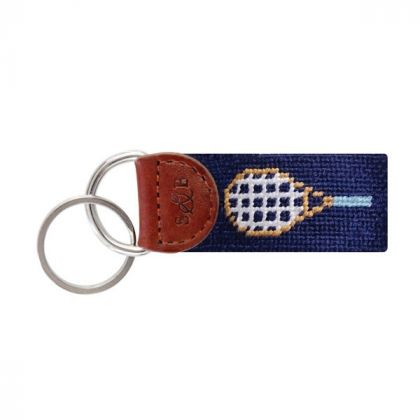 Tennis Needlepoint Leather Key Fob by Smathers & Branson