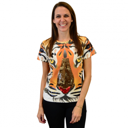 Ladies Face Off Tiger Tee by Sparkle City