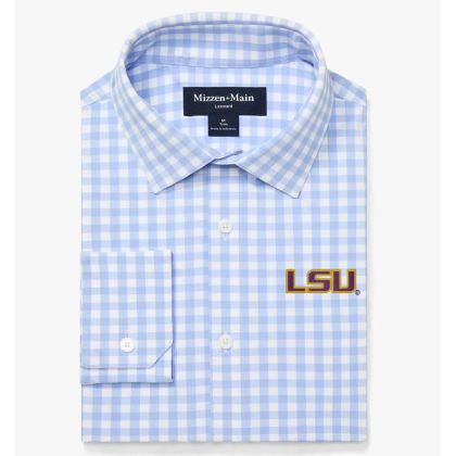 LSU Gingham Classic Fit Sport Shirt by Mizzen and Main