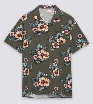 Printed Viscose Poplin Hawaiian Shirt by Sundek