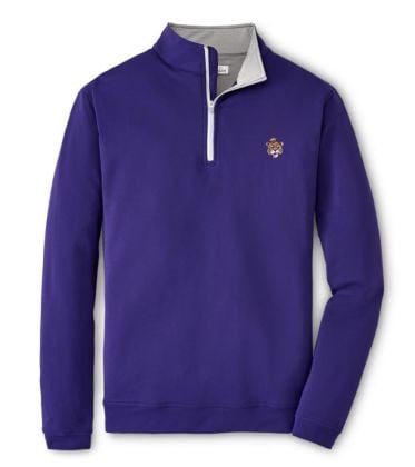 LSU Solid Perth Vault Performance 1/4 Zip by Peter Millar