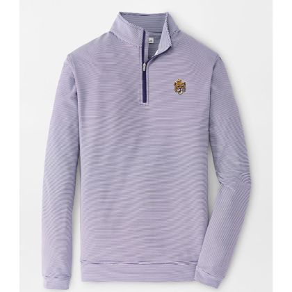 This Moisture wicking French terry and spandex stripe ¼ zip features your favorite Vintage LSU Tiger logo, perfect for any Football Tailgate.
