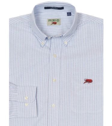 Crawfish Oxford Stripe Wrinkle Free Standard Fit Sport Shirt