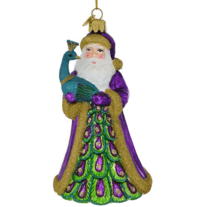 Mardi Gras Santa Peacock Ornament
