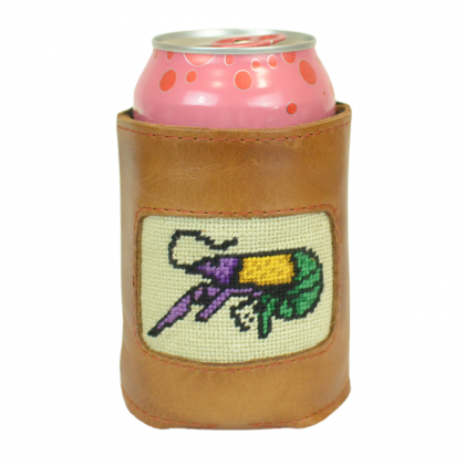 Crawfish Tri Color Mardi Gras Needlepoint Can Cooler by Smathers & Branson