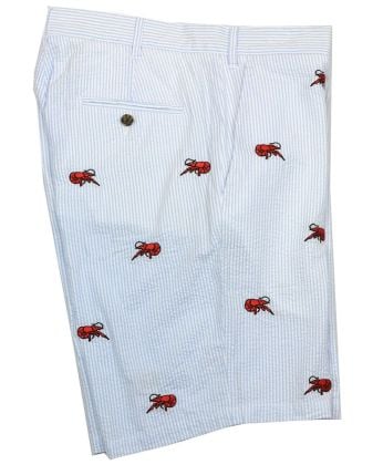Crawfish Embroidered Seersucker Short