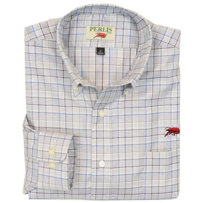 Crawfish Grey & Blue Glen Check Wrinkle free Classic Fit