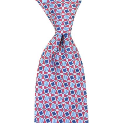 Men's Square Print Silk Necktie by David Donahue