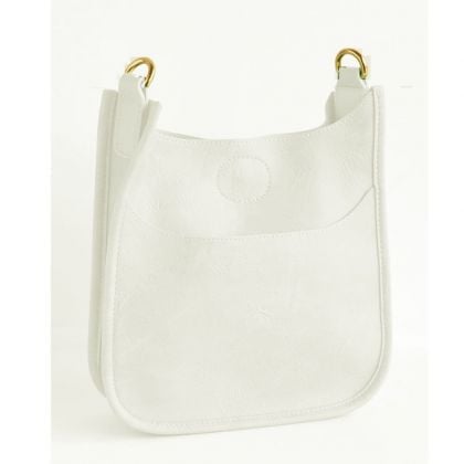 White Vegan Leather Mini Messenger Bag by Ah-Dorned